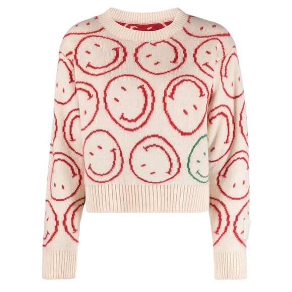 SANDRO X Smiley wool and cashmere blend Crewneck sweater NEW - Picture 1 of 10